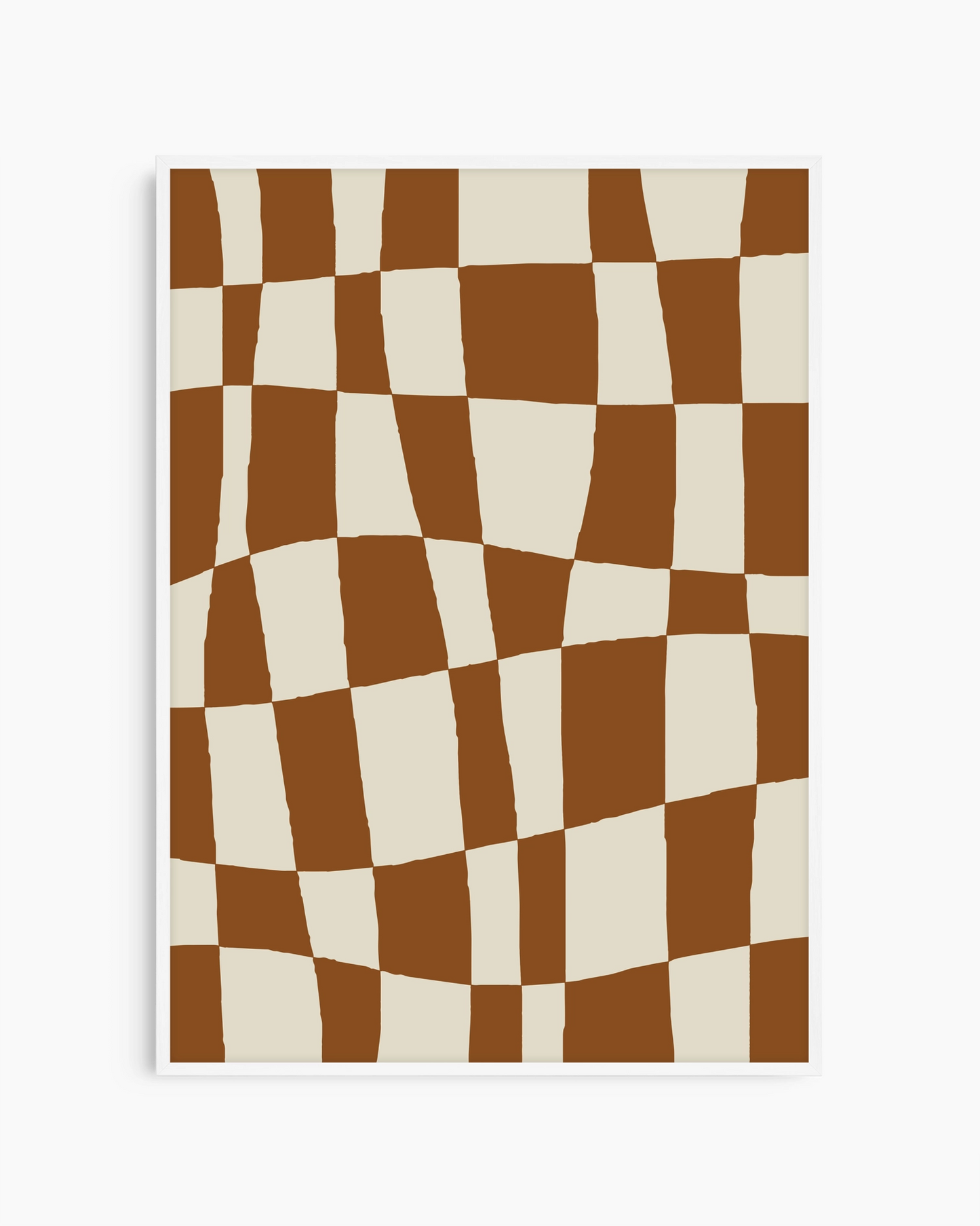 Checkered pattern with brown and beige squares on a white background
