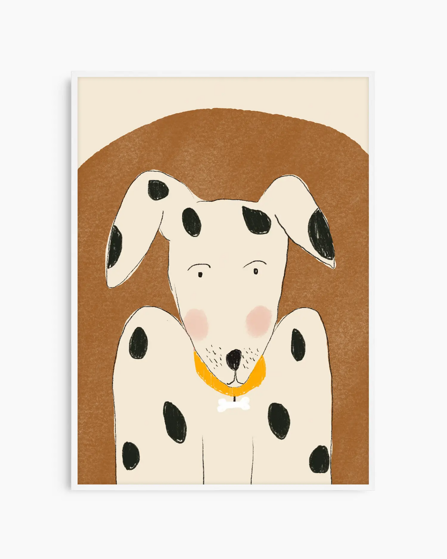 Illustration of a dalmatian dog with a brown background
