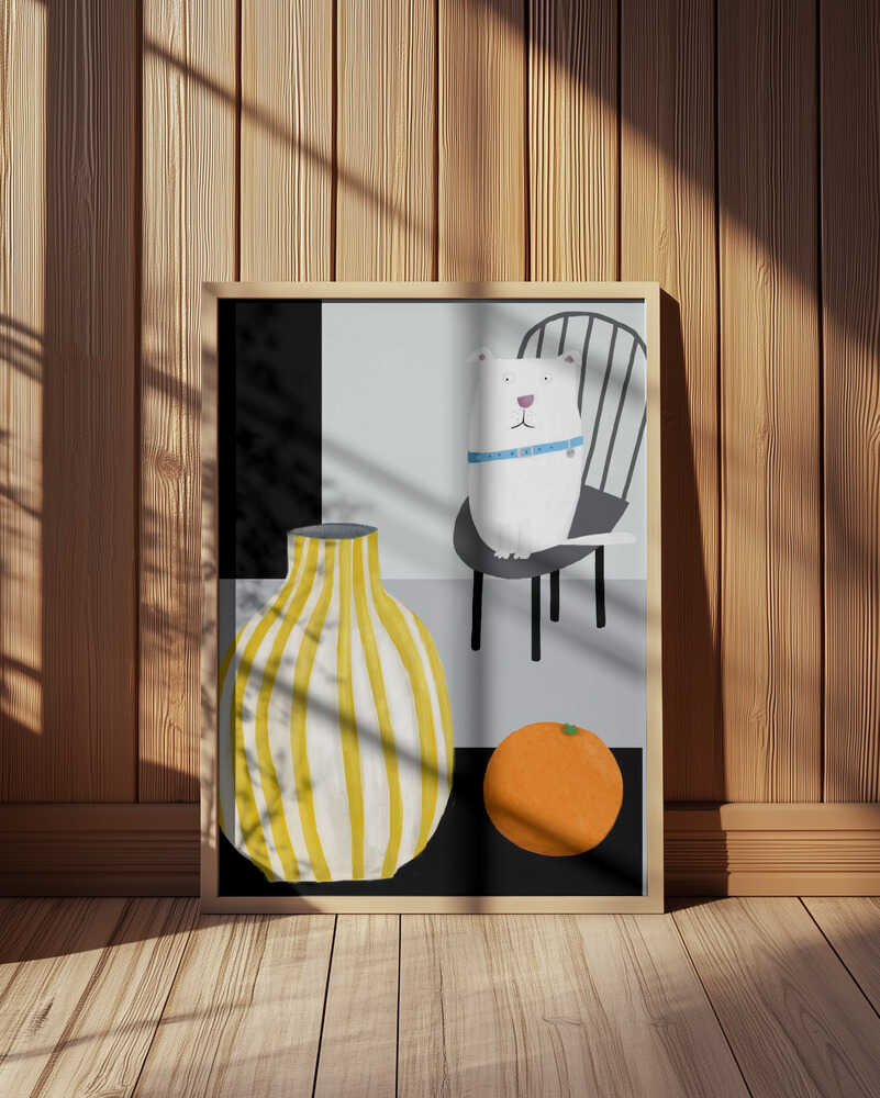 Linksmas Baltas Šuo Plakatas