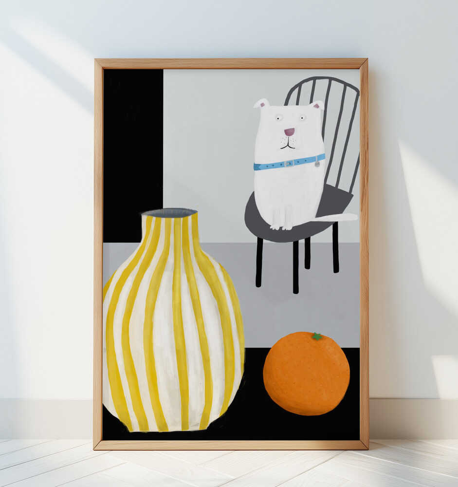 Linksmas Baltas Šuo Plakatas