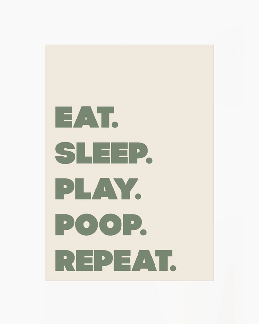 Eat. Sleep. Play. Poop. Repeat. Plakatas