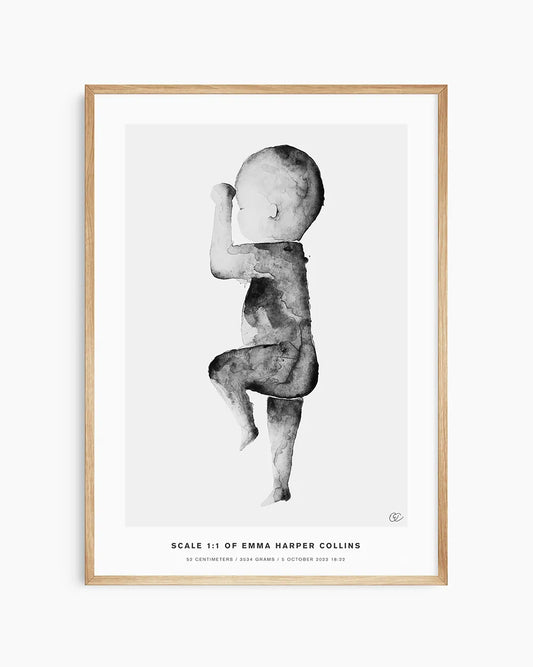 Personalized birth poster with newborn details and minimalist design