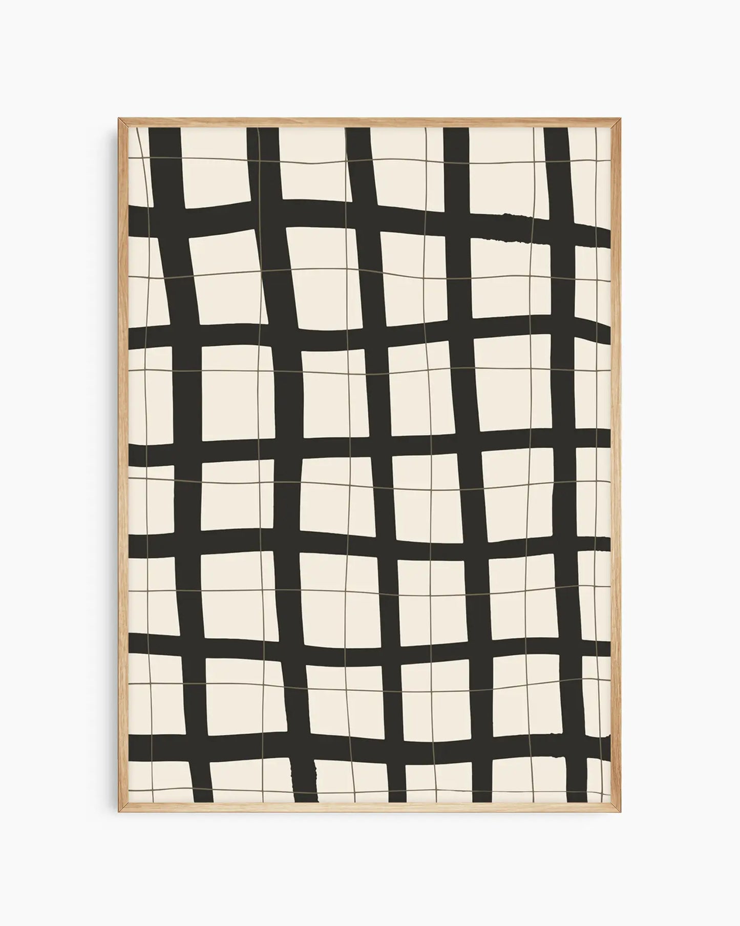 Warm, minimalist wall art in light gray tones on a light gray background, shown in a oak frame.