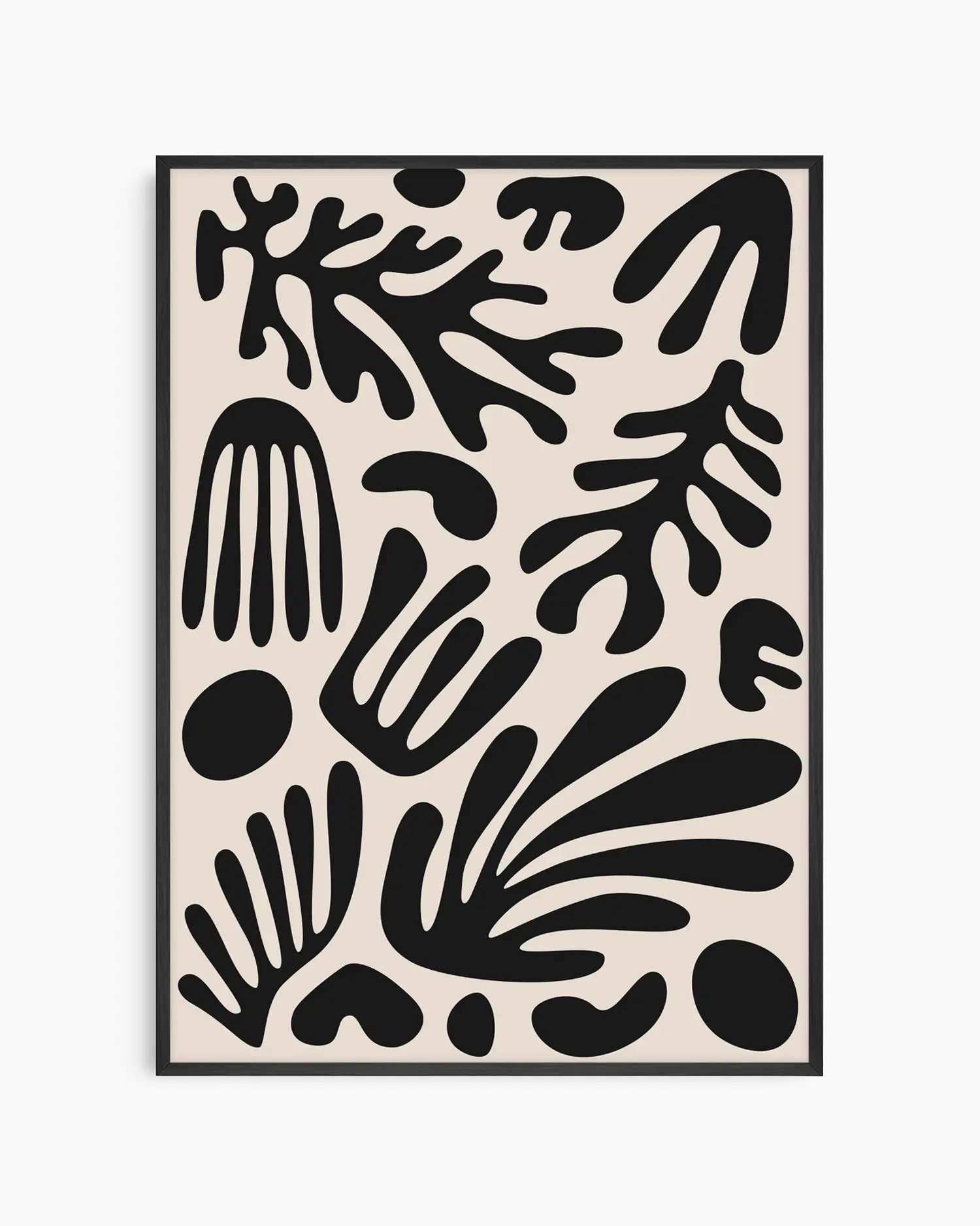Framed poster of an Abstract black pattern on a beige background
