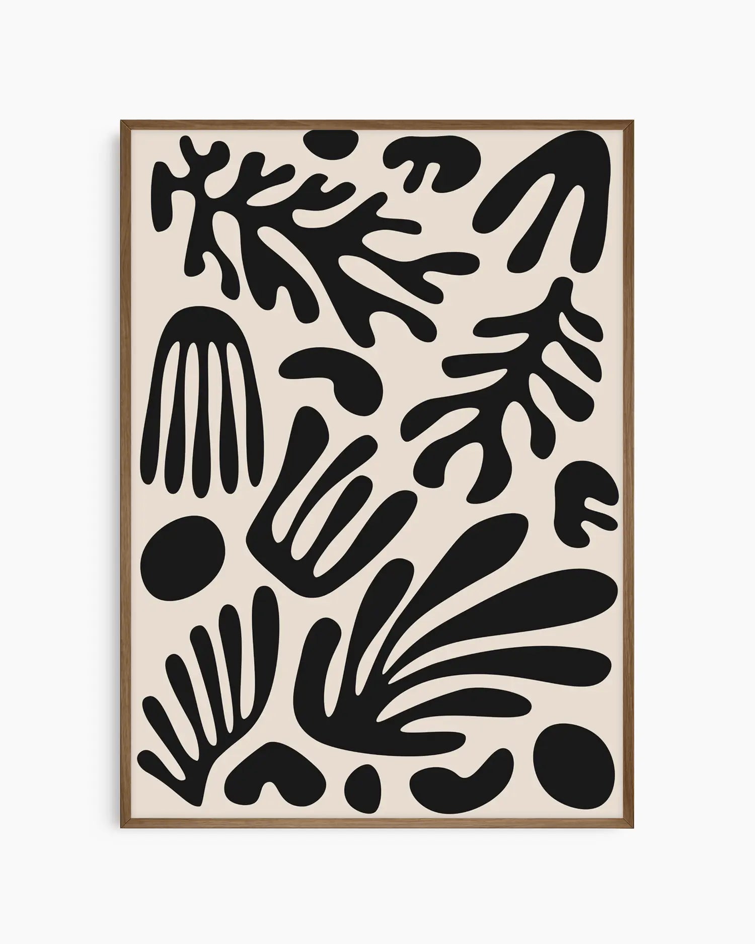 Framed poster of an Abstract black pattern on a beige background