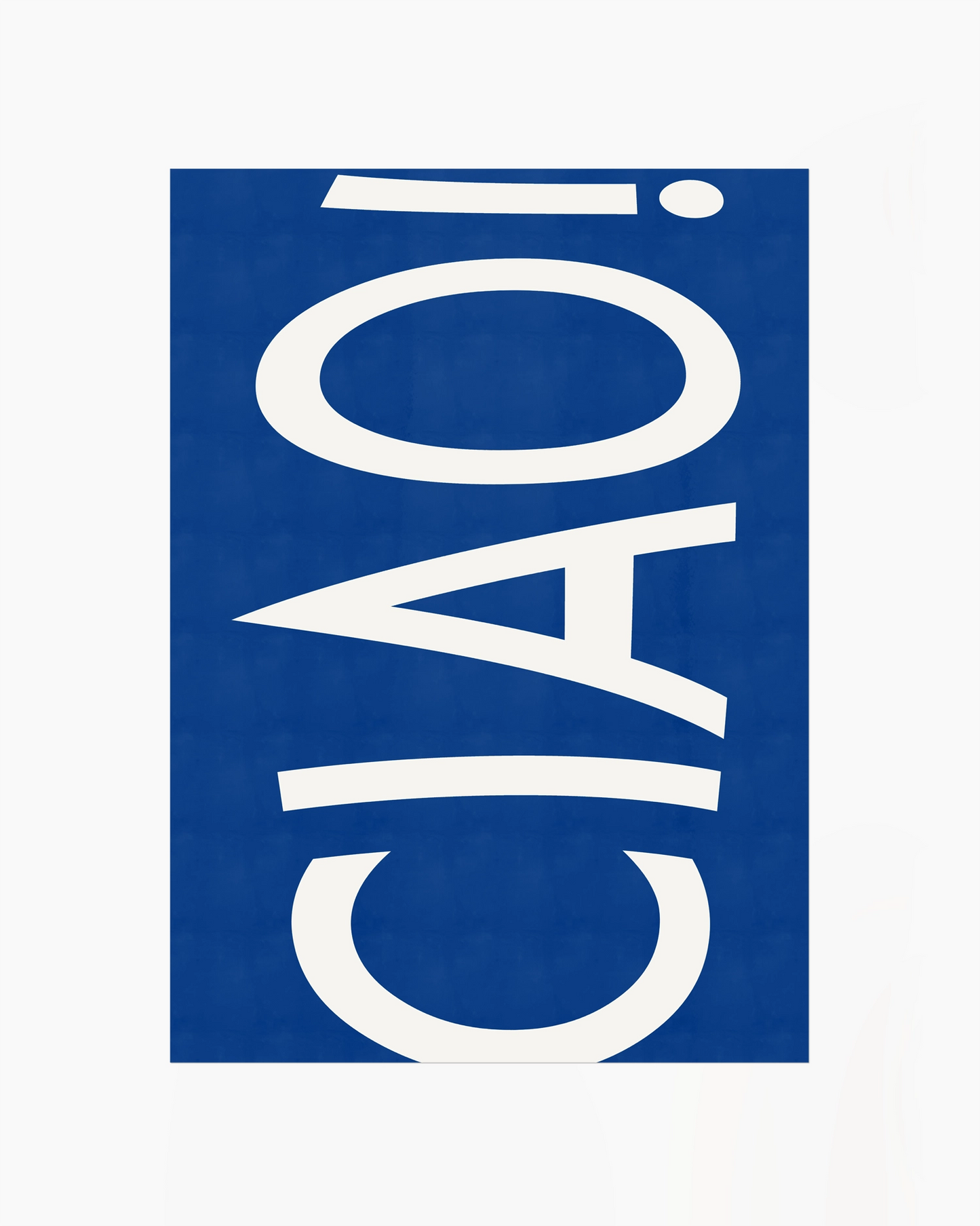 Blue square with white text 'CIAO!' on a white background