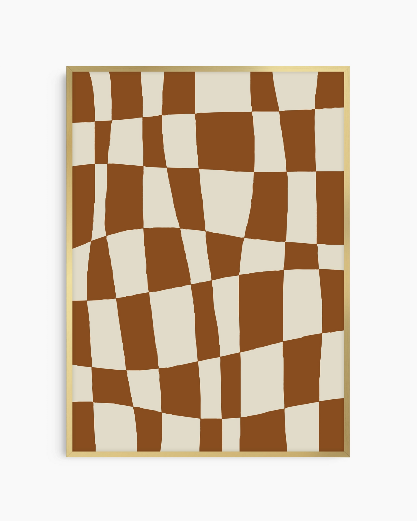 Checkered pattern with brown and beige squares on a white background
