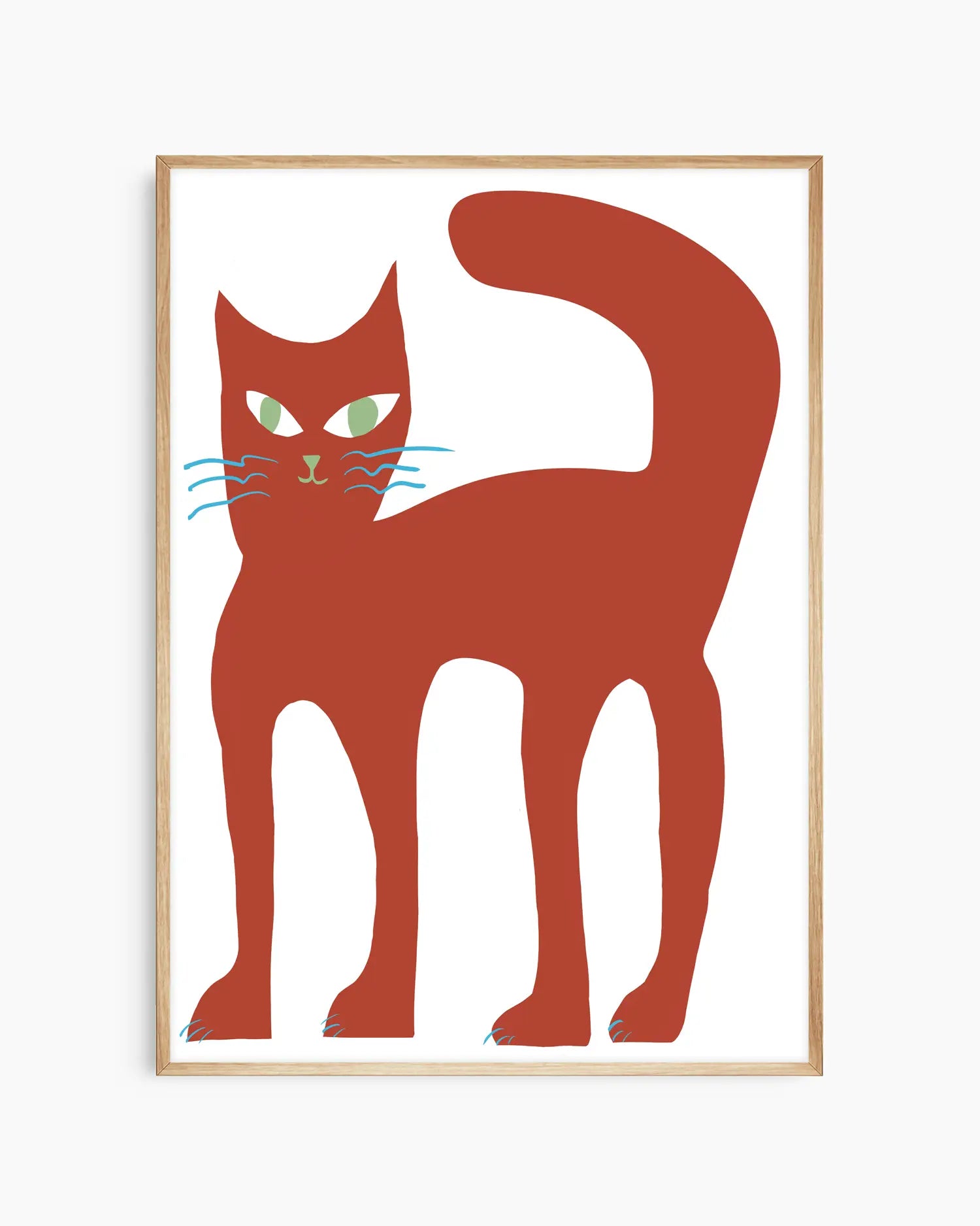 Framed illustration of a red cat on a white background
