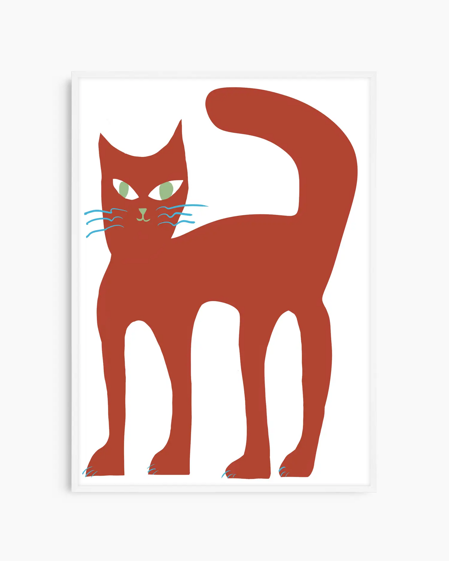 Illustration of a red cat with green eyes on a white background
