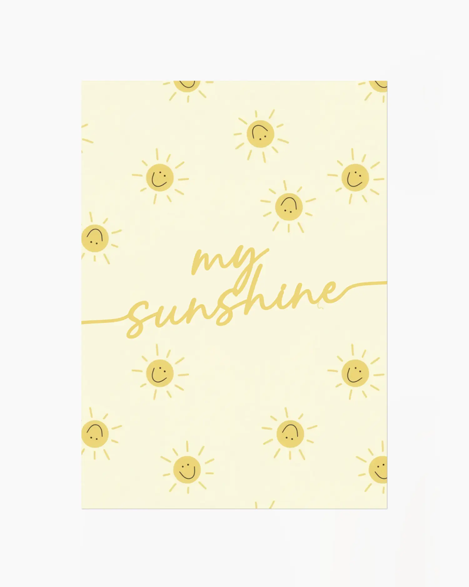 Notebook with 'my sunshine' text and sun illustrations on a light yellow background